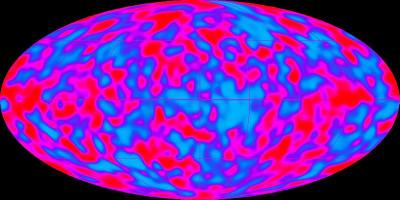 Cosmic Microwave Background Radiation, showing variation, as revealed by COBE.