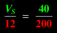 Vs/12 = 40/200