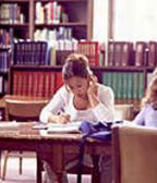 girl in library
