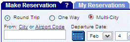 part of an online booking website for making flight reservations