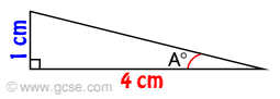 angle A shown with opposite:1 adjacent:4
